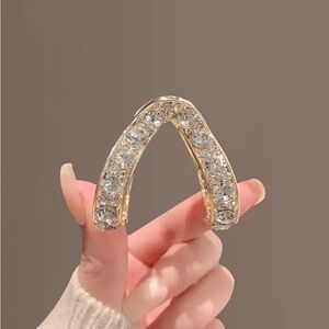 New Elegant Gold and Rhinestone Women's Hair Clip
